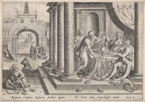 Die Plage der Frösche von Jan Sadeler I, after Maarten van Cleef