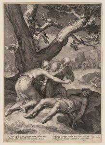 Adam und Eva beklagen den Leichnam Abels, aus Geschichte der ersten Eltern der Menschheit von Jan Saenredam