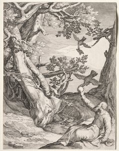 Elija in der Wüste von Raben gefüttert, 1604