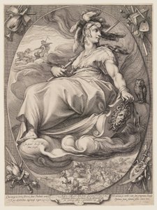 Pallas Athene, aus Drei Göttinnen im Himmel sitzend von Jan Saenredam
