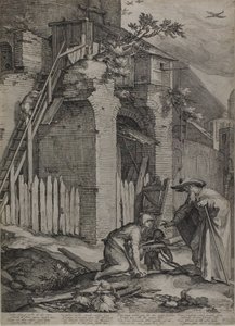 Der Prophet Elia kommt im Haus der Witwe von Sarepta an von Jan Saenredam