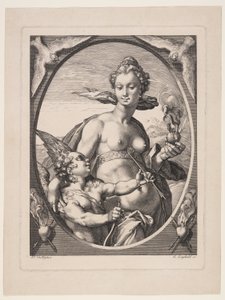 Venus und Amor, aus Drei heidnische Götter oder Göttinnen von Jan Saenredam