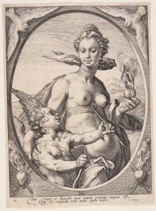 Venus und Amor, aus Drei heidnische Götter oder Göttinnen von Jan Saenredam