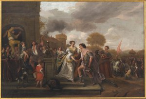 David kehrt siegreich zurück nach dem Sieg über Goliath und die Philister von Jan Steen