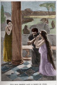 Beide beteten im Haus von Cesar (Kapitel VIII) Illustration von JAN STYKA (1858-1925) für Henryk Sienkiewiczs Roman „Quo Vadis“ von Jan Styka