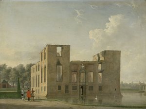 Rückansicht von Schloss Berckenrode in Heemstede nach dem Brand von Jan Ten Compe