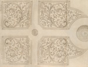 Entwurf für einen Brunnen und vier quadratische Parterres für einen Lustgarten, 1651