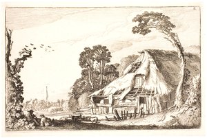 Landschaft mit einer verfallenen Scheune von Jan Van de Velde