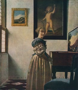 Eine junge Frau steht an einem Virginal, etwa 1670-1672 von Jan Vermeer van Delft