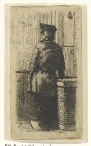 Junger Mann auf Holzschuhen