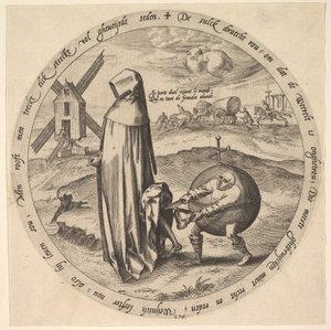 Der Misanthrop vom Welt beraubt, aus Zwölf flämischen Sprichwörtern, ca. 1568 von Jan Wierix