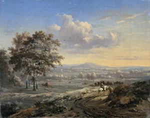 Hügelige Landschaft mit einem Reiter auf einer Landstraße von Jan Wijnants