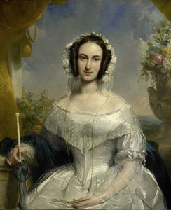 Agatha Petronella Hartsen (1814-78). In Brautkleid anlässlich ihrer Hochzeit mit Jan van der Hoop am 17. März 1841 von Jan Willem Pieneman