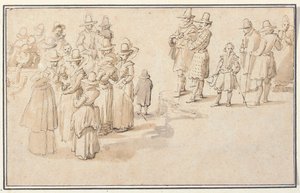 Eine elegante Gesellschaft trinkt Quellwasser von Jan the Elder Brueghel