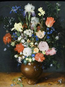 Blumenstrauß in einer Tonvase, um 1609 von Jan the Elder Brueghel