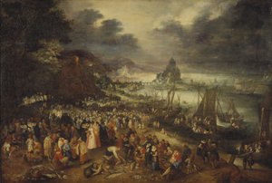 Christus predigt vom Boot aus von Jan the Elder Brueghel