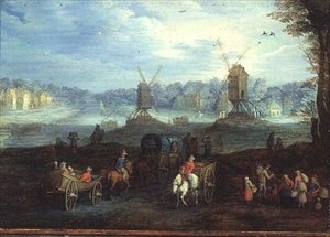 Landschaft mit Windmühlen