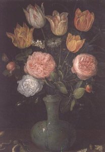 Blumenvase mit Diamanten auf dem Tisch von Jan the Elder Brueghel