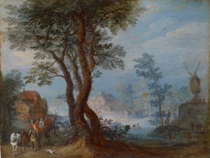 Dorflandschaft mit Figuren, ca. 1603 von Jan the Elder Brueghel