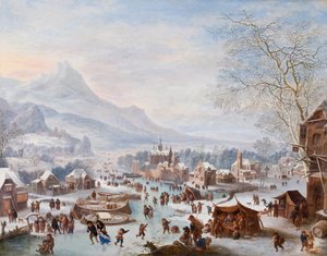 Winterszene mit Schlittschuhläufern von Jan the Elder Griffier