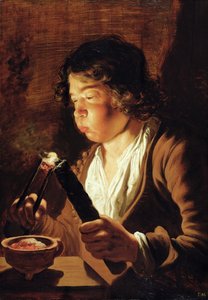 Feuer und Kindheit: Junge mit Feuerzangen und Fackel von Jan the Elder Lievens