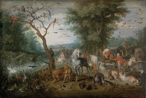Paradieslandschaft mit Tieren von Jan the Younger Brueghel