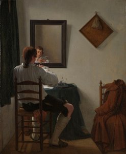 Ein Schriftsteller schneidet seine Feder, 1784 von Jan the Younger Ekels