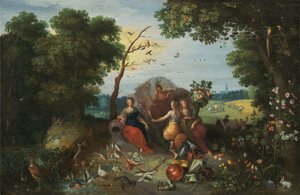 Landschaft mit Allegorien der vier Elemente