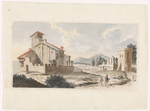 Italienische Landschaft mit Mann auf einem Maultier von Jan van Call (I) (attributed to)