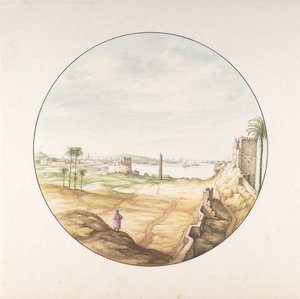 Ansicht des Obelisken von Thutmosis III von den Mauern Alexandrias von Jan van Call
