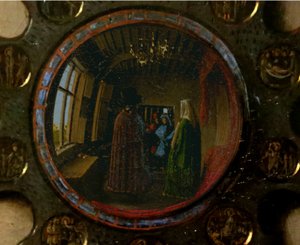(Detail) aus dem Porträt von Giovanni Arnolfini und seiner Frau von Jan van Eyck