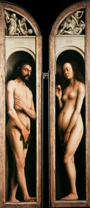 Der Genter Altar. Anbetung des mystischen Lammes: Adam und Eva von Jan van Eyck