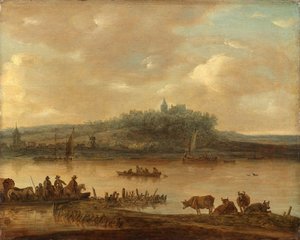 Blick auf den Rhein und den Elterberg von Jan van Goyen (manner of)