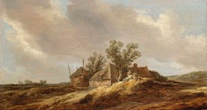 Weite Dünenlandschaft mit Bauern vor einem Bauernhaus von Jan van Goyen