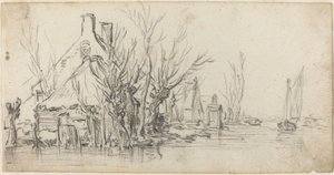 Häuser am Fluss von Jan van Goyen