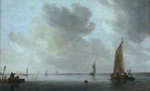 Fischerboote vor einer Mündung von Jan van Goyen