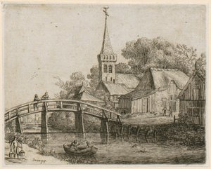 Holzbrücke, Blatt 4 der Folge "Verschiedene Landschaften" von Jan van Goyen