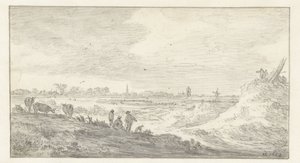 Landschaft mit Figuren auf einer Düne