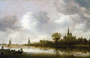 Flusslandschaft mit Kirche in der Ferne von Jan van Goyen