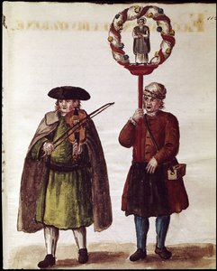 Religiöse Feier der Heiligsprechung eines Heiligen. Aquarellzeichnung und Tinte aus dem Manuskript „Sitten der Venezianer“ von Jan van Grevenbroeck (1731-1807) von Jan van Grevenbroeck