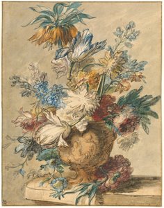 Blumenstrauß aus Frühlingsblumen in einer Terrakottavase von Jan van Huysum