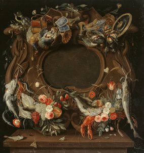 Medallionrahmen mit einer allegorischen Darstellung der vier Elemente von Jan van Kessel the Elder