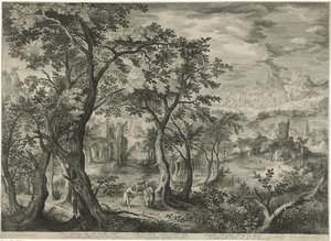Berglandschaft mit der Versuchung Christi von Jan van Londerseel