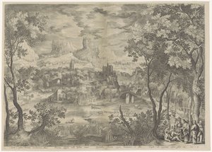 Landschaft mit Christus, der einen Dämon bei einem stummen Mann austreibt von Jan van Londerseel