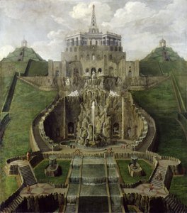 Blick von den Riesenkopf-Becken zum Oktogon, nach 1716