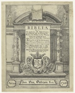 Titelblatt einer Bibel aus 1721 von Jan van Oosterom