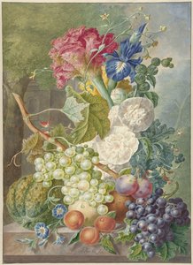 Stillleben mit Blumen und Früchten
