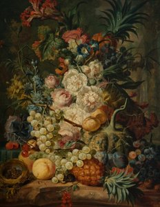 Stillleben mit Obst und Blumen
