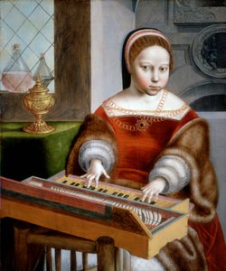 Junge Frau spielt ein Clavichord