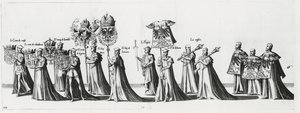 Kaiserliche Waffen bei der Trauerprozession von Kaiser Karl V., 1559